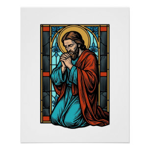 Pôster Camisa Vetorial Figura Religiosa Orando Vintage De