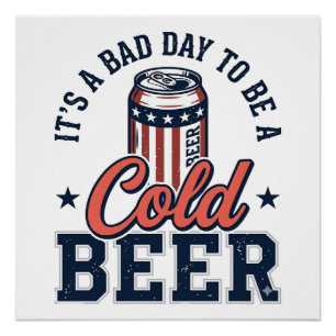 Pôster Camisa Vetorial Vintage de Cerveja Fria Patriótica