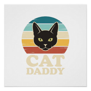 Pôster Camisa Vintage Cat Daddy Black Cat Retro Sunset De