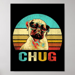 Poster Camisa Vintage Chug Cachorro Pôr do Sol