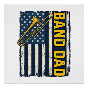 Pôster Camisa Vintage da Bandeira Americana do Trombone d
