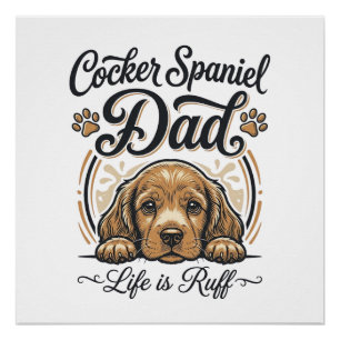 Pôster Camisa Vintage de Cachorro Cocker Spaniel Pai Vida