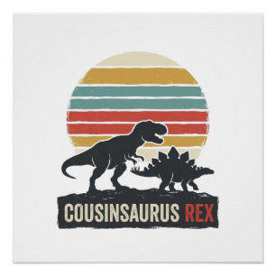 Pôster Camisa Vintage de Dinossauro Engraçado Cousinsauru