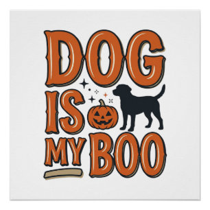 Pôster Camisa Vintage Dog Is My Boo Halloween Design_1