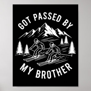 Poster Camisa vintage passada pelo irmão divertida esqui