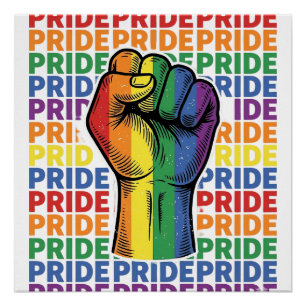 Pôster Camisa Vintage Pride Punho Erguido Arco-íris Desig