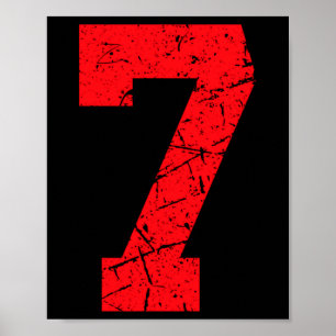 Poster Camisa Vintage Vermelha Número 7 Sortudo T Shirt_1