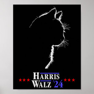 Poster Camisa Walz Gatas Para Harris Kamala Camisa Walz