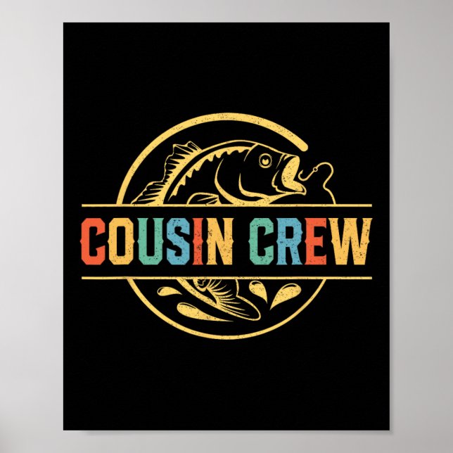 Poster Camisas Da Tripulação De Primo Para Crianças Pesca (Frente)