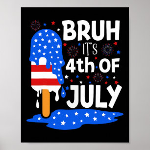 Poster Camisas De 4 De Julho Para Crianças, Bruh Pop Boi