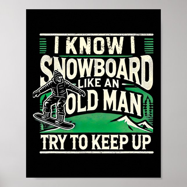 Poster Camisas de Neve Vovô Snowboarder Snowboa (Frente)