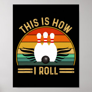 Poster Camisas engraçadas de boliche vintage para mulhere