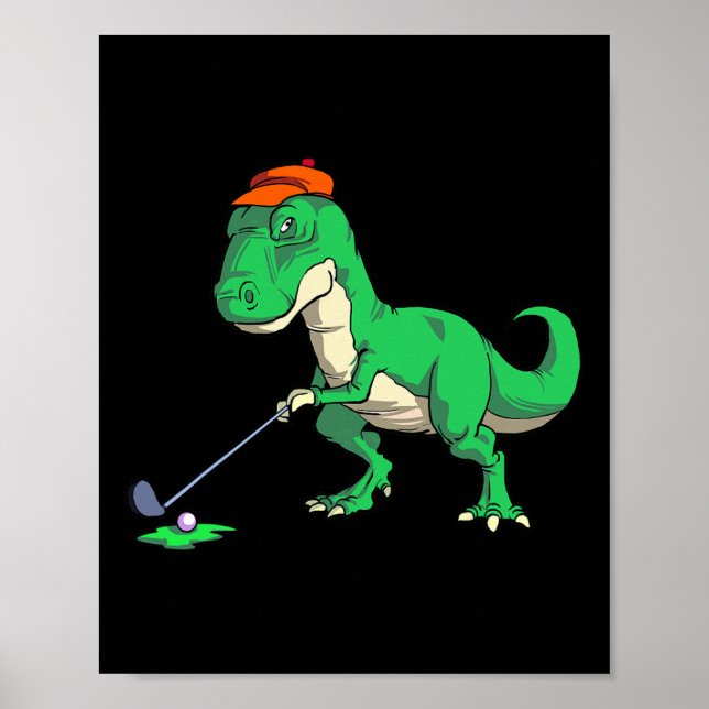 Poster Camisas engraçadas de golfe com T Rex dinossauro p (Frente)