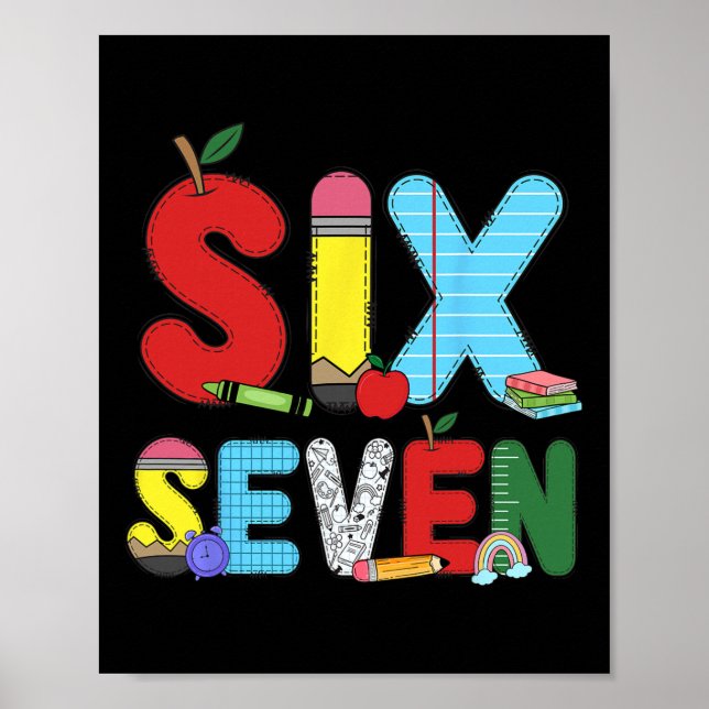 Poster Camisas engraçadas seis sete 6 7 meme professor cr (Frente)