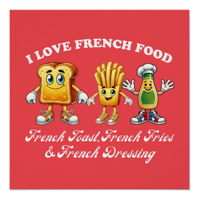 Pôster Camisas Francesas | Presente de Fries Lover | Cart (Frente)