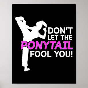 Poster Camisas Karate Meninas Não Deixem o Rabo de Cavalo