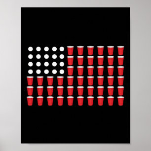 Poster Camiseta 4 De Julho Presente De Beer Pong Bandeira