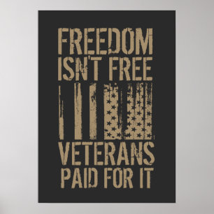 Poster Camiseta A Liberdade Não É Grátis, Veteranos Pagar