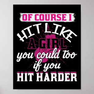 Poster Camiseta Acerte Como Uma Garota Diversão Kickboxin