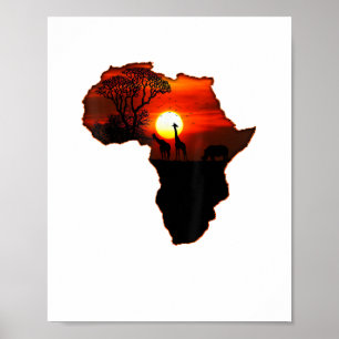 Poster Camiseta África Mapa da África Tee Pôr do sol Sul-