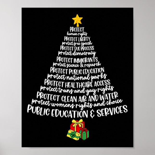 Poster Camiseta Árvore de Natal Proteja a Democracia, Ant (Frente)