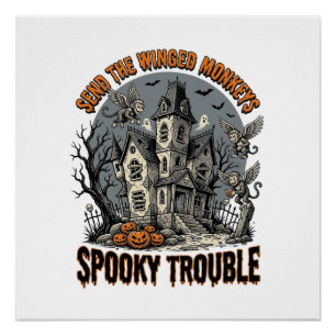 Pôster Camiseta Assustadora do Halloween dos Macacos Alad