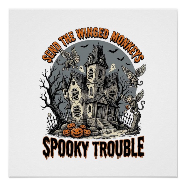 Pôster Camiseta Assustadora do Halloween dos Macacos Alad (Frente)