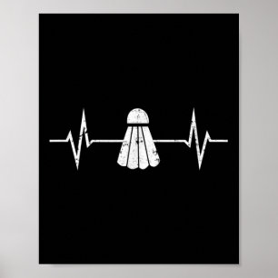 Poster Camiseta Badminton Heartbeat Presente Grunge Jogad