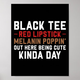 Poster Camiseta Batom Vermelho Melanina Pele Marrom Histó
