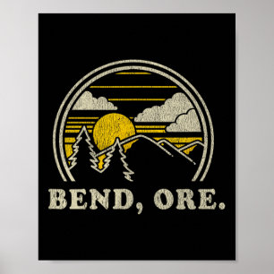 Poster Camiseta Bend Oregon Or Vintage Caminhadas Montanh