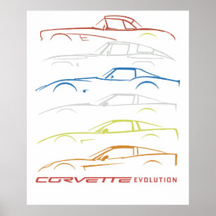 Poster Camiseta Chevrolet Corvette Preta com Mode 1953-20