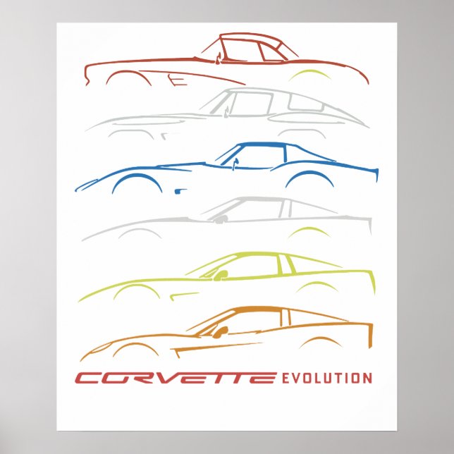 Poster Camiseta Chevrolet Corvette Preta com Mode 1953-20 (Frente)
