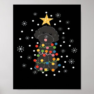Poster Camiseta Clássica Árvore de Natal Poodle Toy Preta