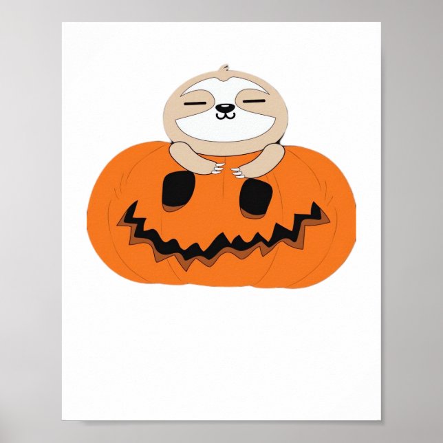 Poster Camiseta Clássica de Abóbora do Halloween (Frente)