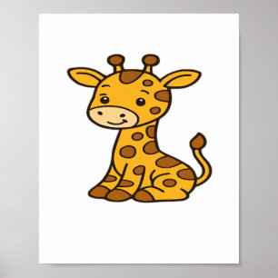 Poster Camiseta Clássica de girafa bebê