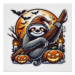 Pôster Camiseta Clássica de Halloween de Preguiça Noturna