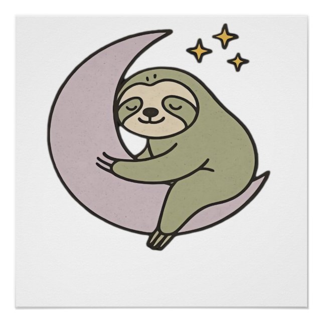 Pôster Camiseta Clássica Moon Sloth (Frente)