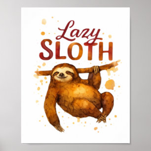 Poster Camiseta Clássica Preguiça Preguiçosa em Tinta Alc