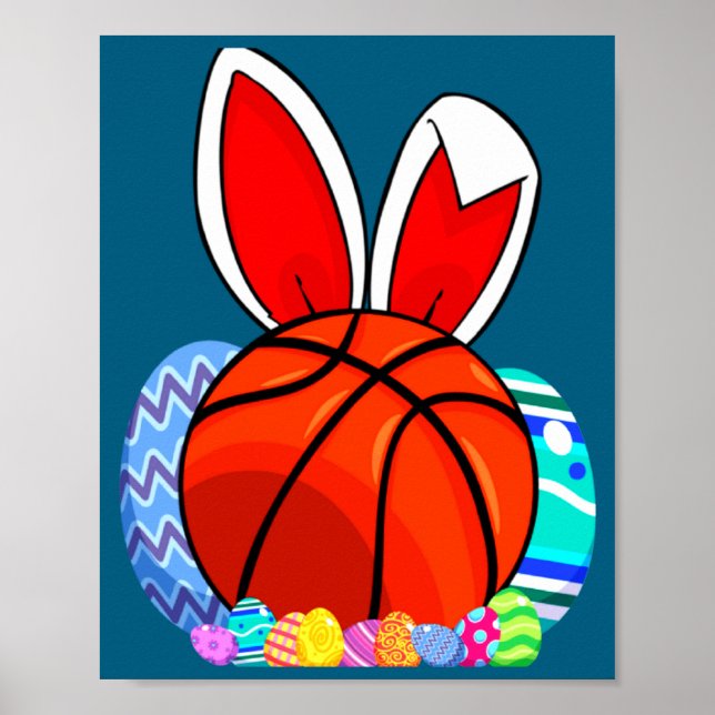 Poster Camiseta coelhinho da Páscoa de basquete para cria (Frente)