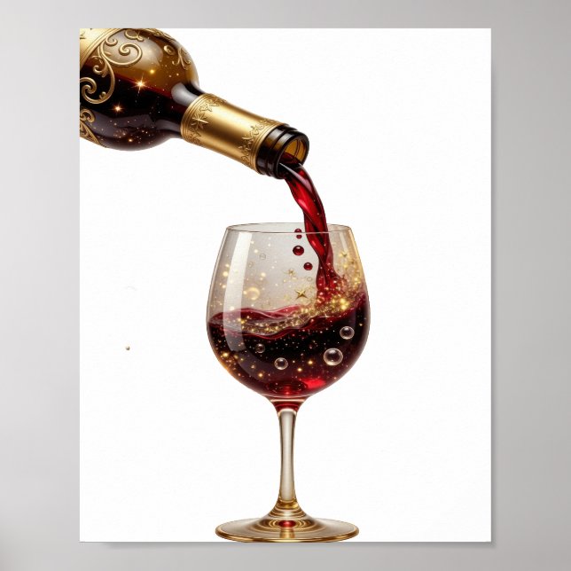 Poster Camiseta com Slogan de VINHO TINTO Bold Gold (Frente)