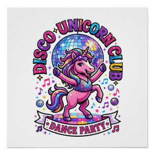 Pôster Camiseta Comercial do Unicorn Disco Unicorn Club G