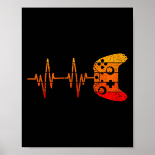 Poster Camiseta Coração Batendo de Gamer Retrô Vintage Fu