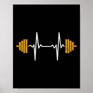 Poster Camiseta Coração Batendo Levantamento de Peso Barr