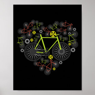 Poster Camiseta Coração Bicicletas Bonito Mtb Corrida Cic