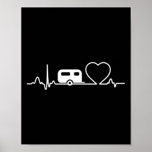 Poster Camiseta Coração de Trailer de Camping Férias ao A