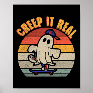 Poster Camiseta Creep It Real Ghost Vintage Skateboarding