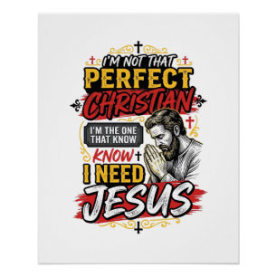 Pôster Camiseta Cristã Vintage Eu Preciso de Jesus Design