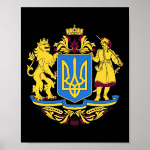 Poster Camiseta da Bandeira do Brasão de Armas da Ucrânia