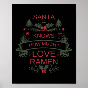 Poster Camiseta de Amantes de Ramen de Natal Para Amantes