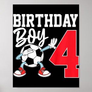 Poster Camiseta de Aniversário de 4 anos para Menino Fute